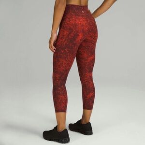 Lululemon | Wunder Train High Rise Crop 23" Denim Wash Print Autumn Red Black 6